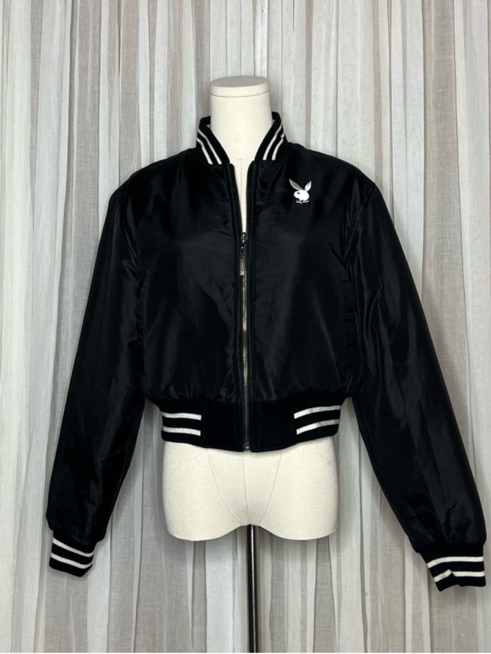 Y2K Playboy Black & White Reversible Varsity Jacket - Picture 7 of 11